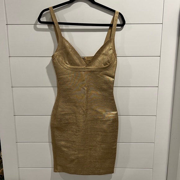 House of CB Dresses House Of Cb Gold Metallic Ornela Bodycon Dress